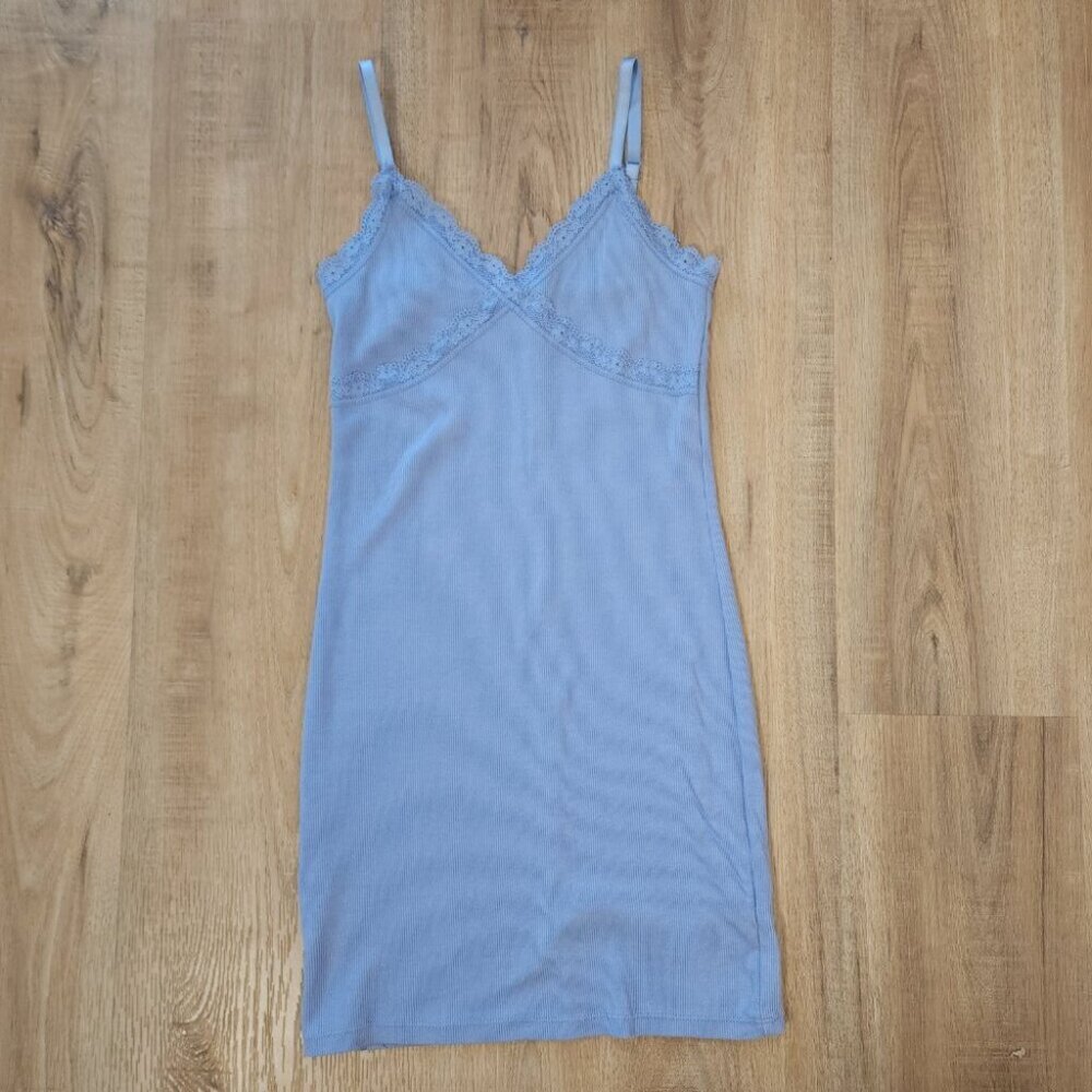 Ambiance Lilac Purple Lace Trim Ribbed Mini Dress Y2K 90s Lingerie Bodycon Sz S - Picture 4 of 9